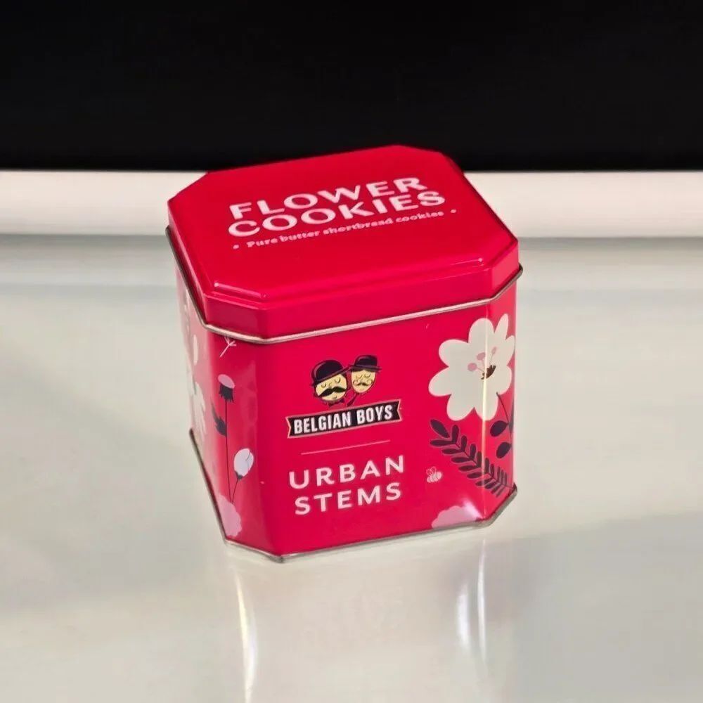 Belgian Boys Empty Tin Flower Cookies Box
